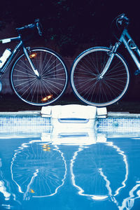 Close-up of illuminated swimming pool