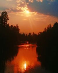 Scenic view of lake during sunset