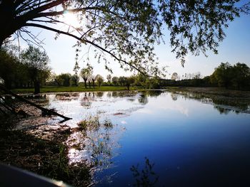 Scenic view of lake against clear sky