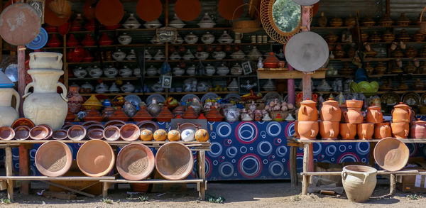 Various clay objects for sale at market