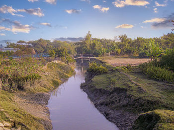 A canal through village