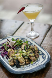 Close-up of food on table