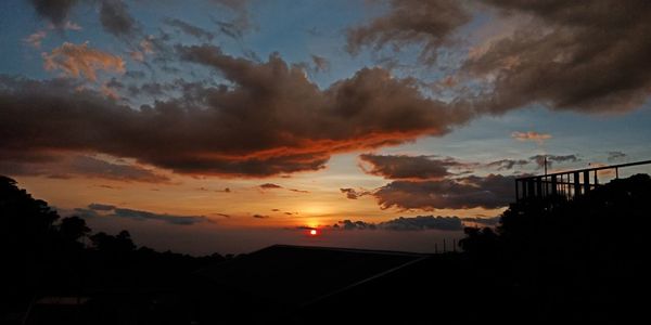 Low angle view of silhouette buildings against sky during sunset