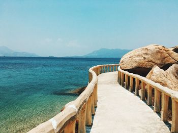 Scenic view of sea against clear sky