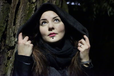 Close-up portrait of beautiful young woman