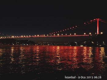 Reflection of illuminated buildings in water