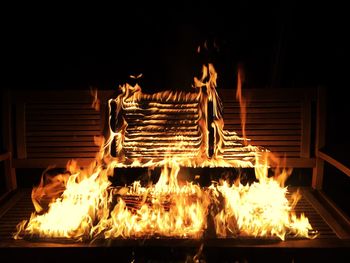 Close-up of bonfire at home