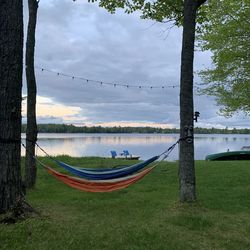 Scenic view of lake against sky
