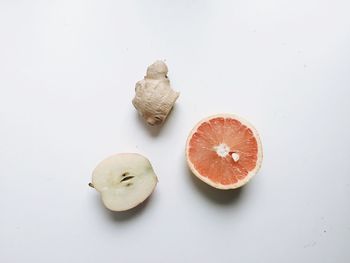 Close-up of food over white background