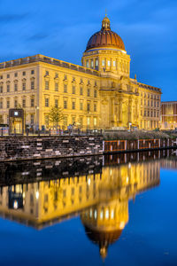 Reflection of buildings in water