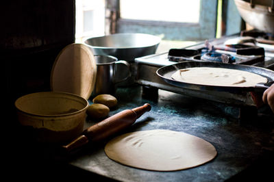 Close-up of food on table at home