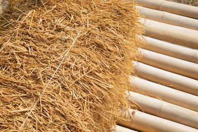 Close-up of hay bales