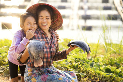 Portrait of smiling woman outdoors