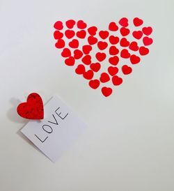 Close-up of heart shapes on white background