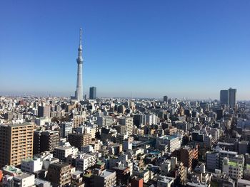 Tokyo sky tree with cityscape against sky