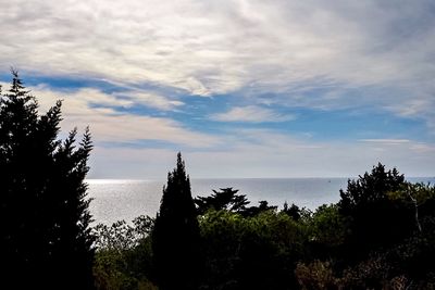 Scenic view of sea against cloudy sky