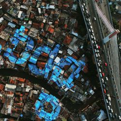 High angle view of pasupati bridge in  bandung city west jav