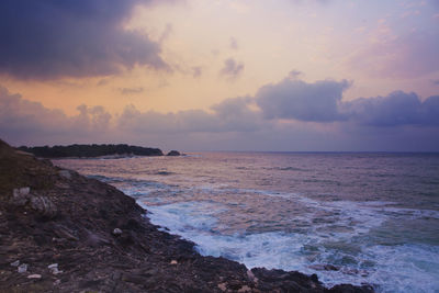 Scenic view of sea against sky during sunset