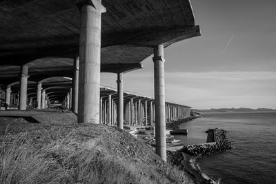 Bridge over sea against sky