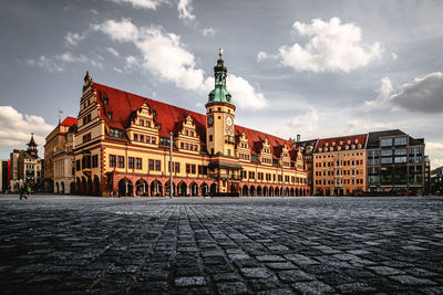 View of buildings in city against sky