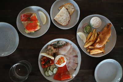 High angle view of food on table