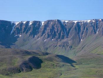 Scenic view of mountains against clear sky