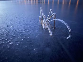 High angle view of frozen sea