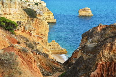 Scenic view of sea and rocks