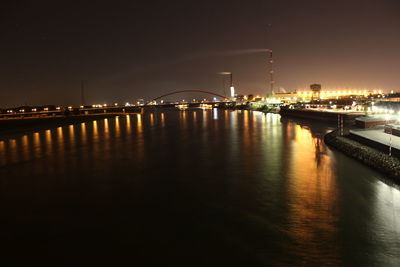 Bridge over river at night