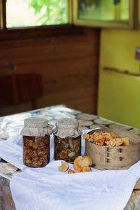 Close-up of food on table