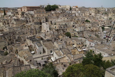 High angle view of buildings in town