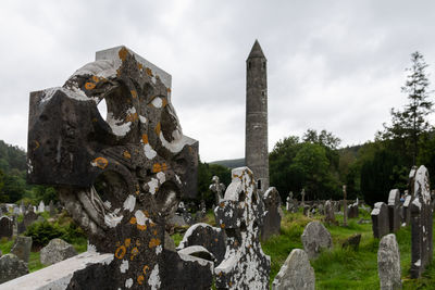 Panoramic view of cemetery against sky