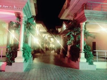 Illuminated building at night