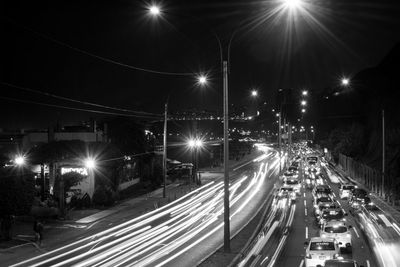 Light trails on city street at night