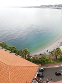 High angle view of swimming pool at seaside