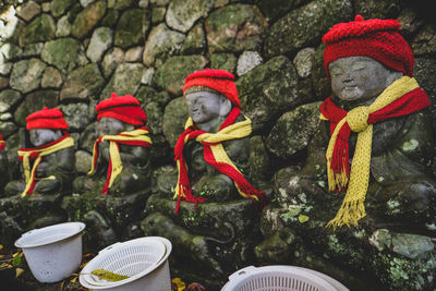 High angle view of woman with arms raised