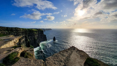 Cliffs of moher, ireland. wide oceanview 