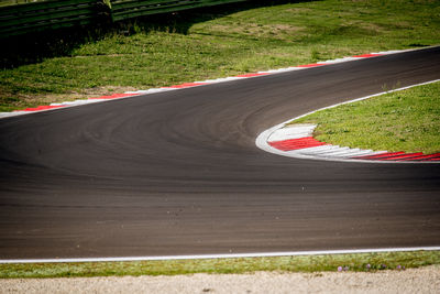 High angle view of winding road