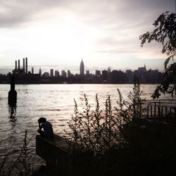 City skyline at sunset