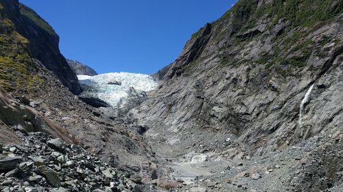 Scenic view of mountains against clear sky