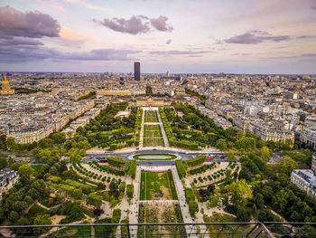 High angle view of buildings in city