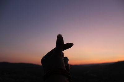 Silhouette person against sky during sunset