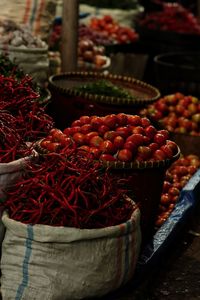 Close-up of fruits for sale at market stall