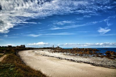 Scenic view of beach against sky