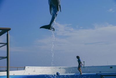 Low angle view of woman in water