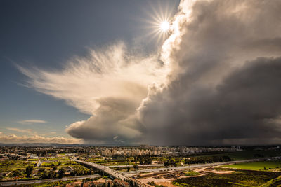 Aerial view of landscape against sky