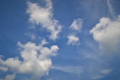 Low angle view of clouds in blue sky