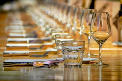 Glass of wine glasses on table