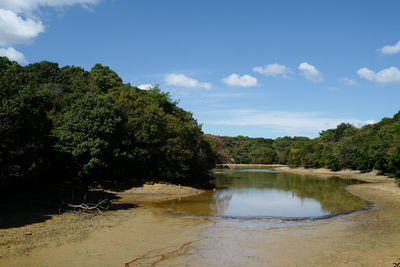 Scenic view of lake against sky