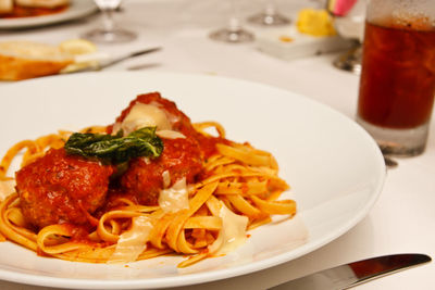 Close-up of meal served in plate